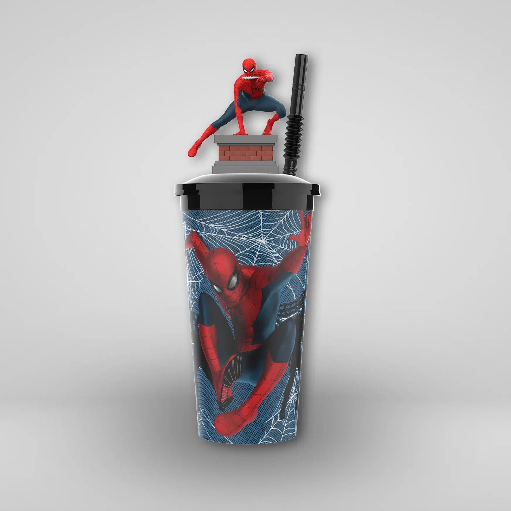 3 (1) Bicchiere Spiderman - Topper Spiderman Ragnatela - immagine 1
